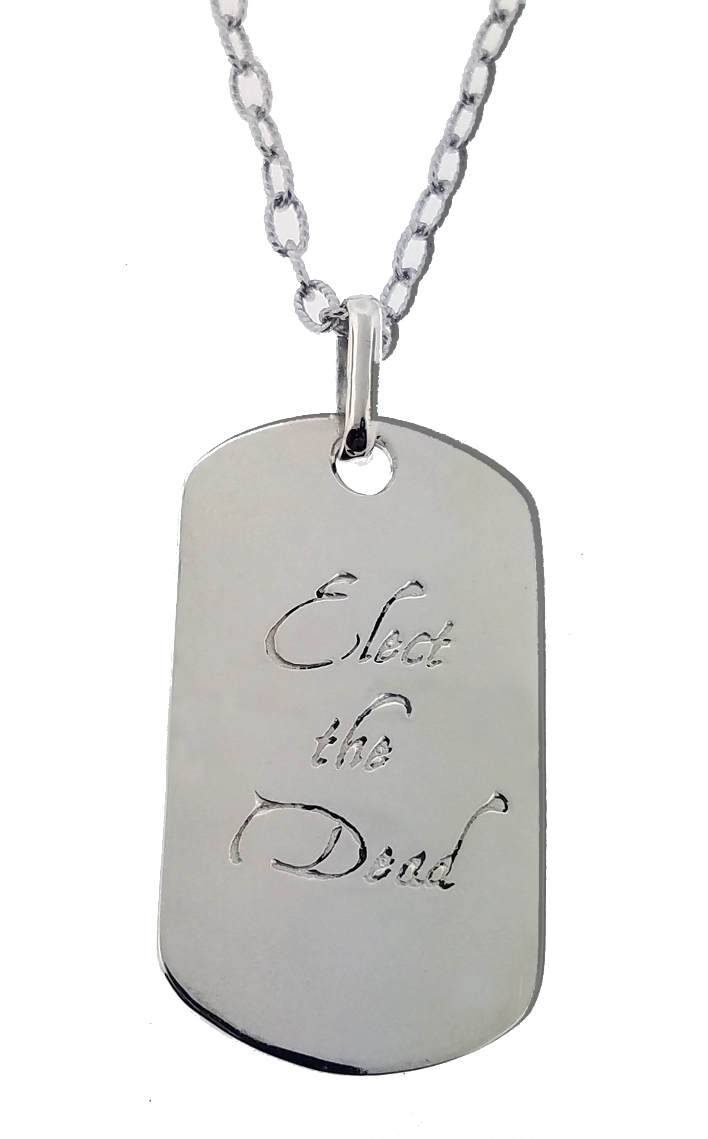 Elect The Dead - "Dog Tag" - Pure Silver Pendant Dipped In 18K White Gold w/Autographed Jewelry Box - Image 3