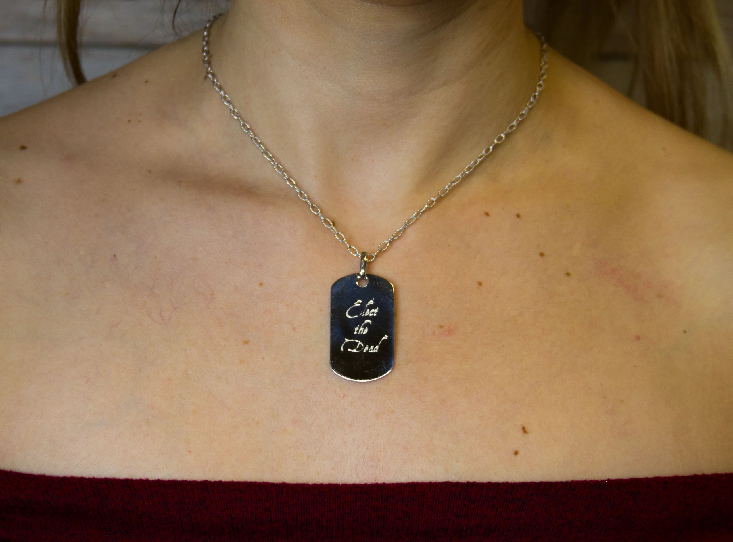 Elect The Dead - "Dog Tag" - Pure Silver Pendant Dipped In 18K White Gold w/Autographed Jewelry Box - Image 7